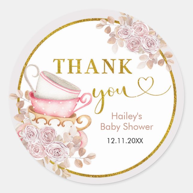 Boho Love is Brewing Bridal Shower Thank You Classic Round Sticker (Front)