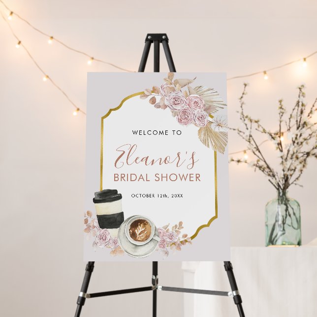 Boho Love is Brewing Bridal Shower Welcome Sign (In Situ (Stand))