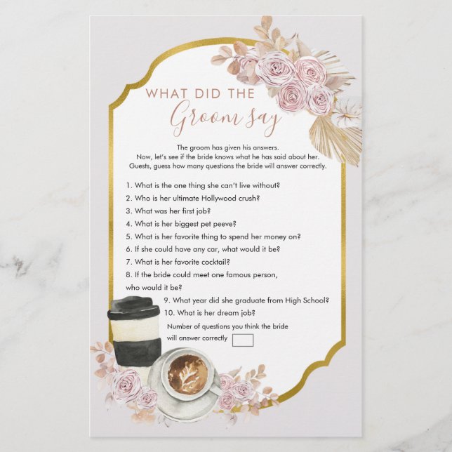 Boho Love is Brewing Bridal Shower What Groom Say (Front)