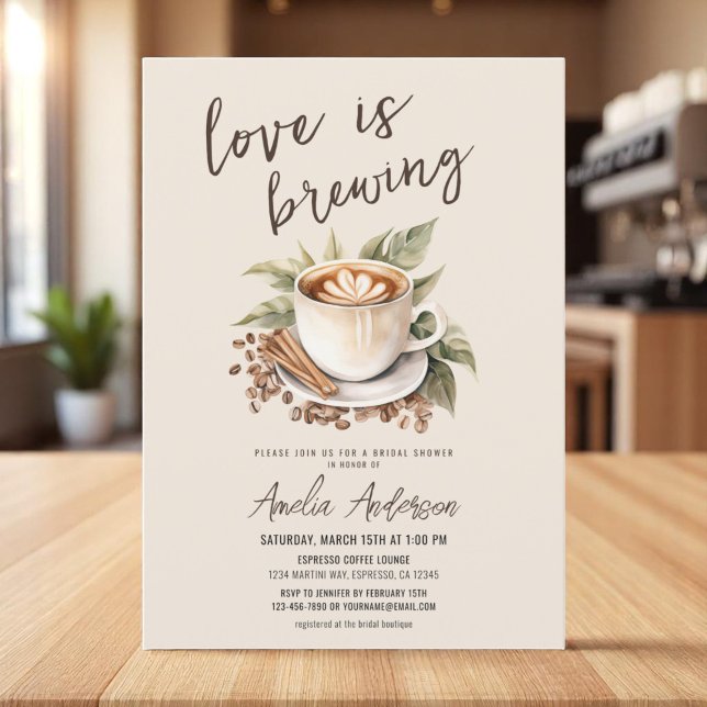 Boho Love is Brewing Coffee Bridal Shower Invitation (Creator Uploaded)