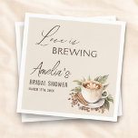 Boho Love is Brewing Coffee Bridal Shower Napkins<br><div class="desc">Add a stylish touch to your celebration with our Boho Love is Brewing Coffee Bridal Shower Napkins. Featuring a chic bohemian design with coffee-themed accents, these napkins perfectly complement your event’s warm and cozy atmosphere. Ideal for cocktails, desserts, or coffee breaks, they are soft, absorbent, and practical while enhancing your...</div>