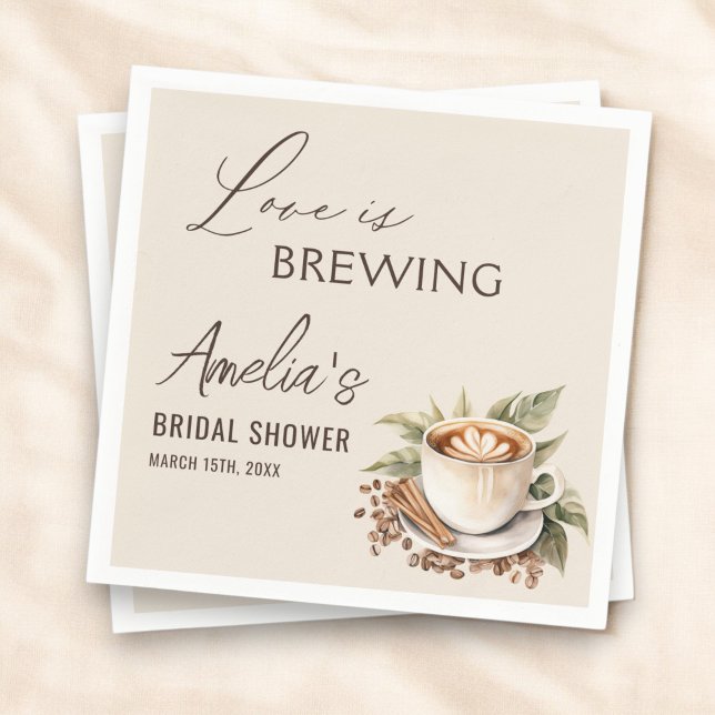 Boho Love is Brewing Coffee Bridal Shower Napkins (Creator Uploaded)
