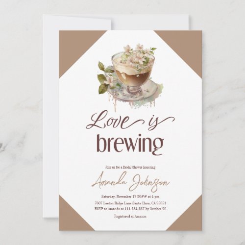 Boho Love is Brewing Coffee Floral Bridal Shower Invitation