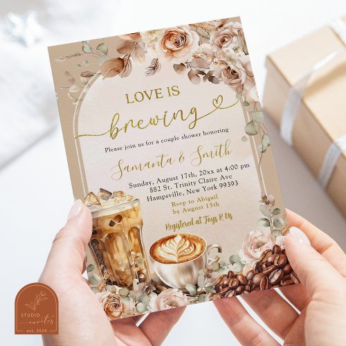 Boho Love Is Brewing Espresso Couples Shower Invitation