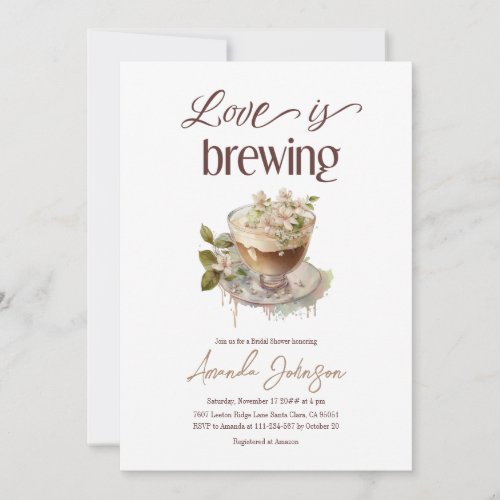 Boho Love is Brewing Floral Bridal Shower Brunch Invitation