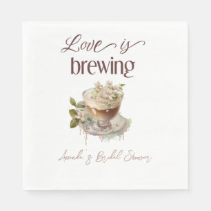 Boho Love is Brewing Floral Bridal Shower Brunch Napkins