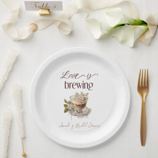 Boho Love is Brewing Floral Bridal Shower Brunch Paper Plates (Wedding)