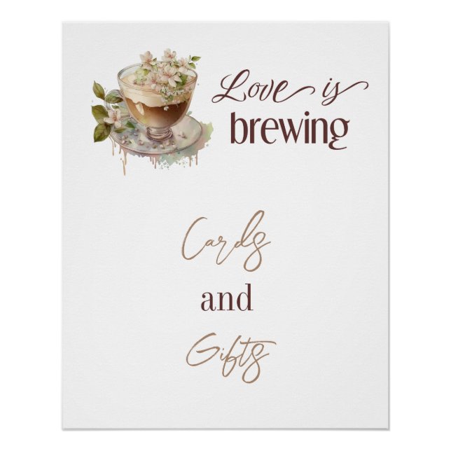 Boho Love is Brewing Floral Bridal Shower Brunch Poster (Front)