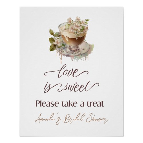 Boho Love is Brewing Floral Bridal Shower Brunch Poster