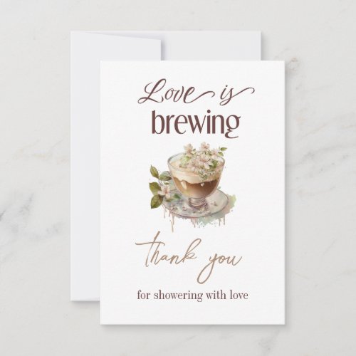 Boho Love is Brewing Floral Bridal Shower Brunch Thank You Card