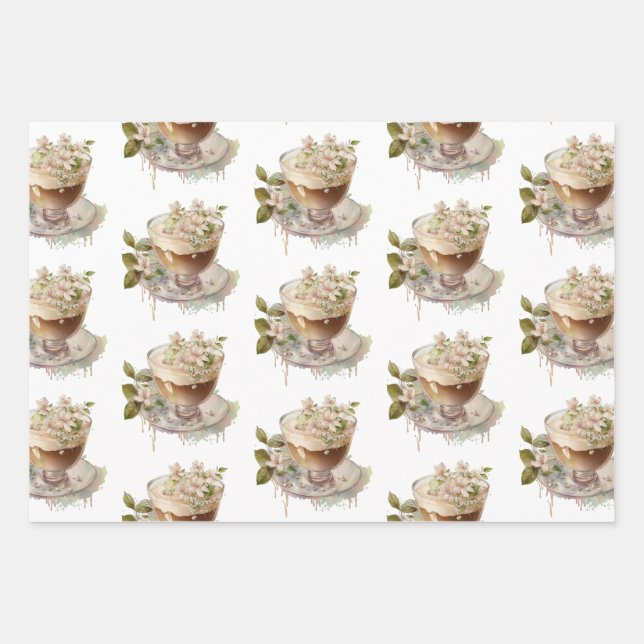 Boho Love is Brewing Floral Bridal Shower Brunch Wrapping Paper Sheets (Front)