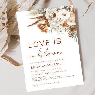 Boho Love is in Bloom Pampas Grass Bridal Shower Invitation