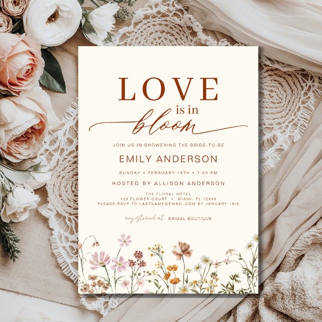 Boho Love is in Bloom Wildflower Bridal Shower Invitation (Creator Uploaded)