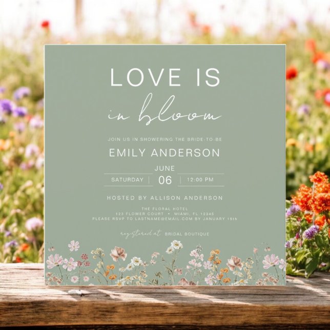 Boho Love is in Bloom Wildflower Bridal Shower Invitation (Creator Uploaded)