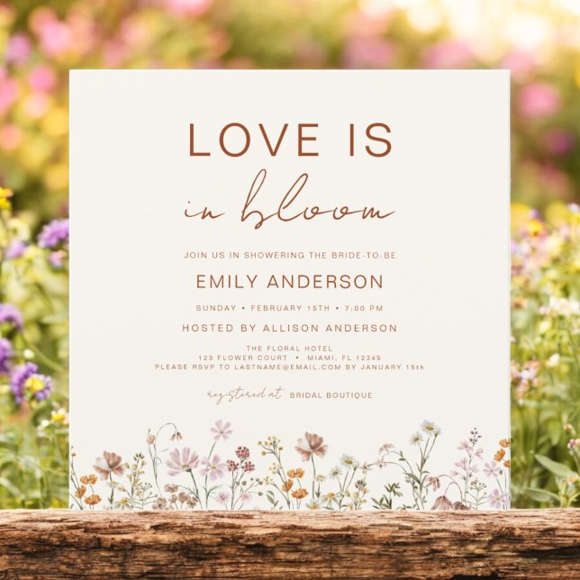 Boho Love is in Bloom Wildflower Bridal Shower Invitation (Creator Uploaded)