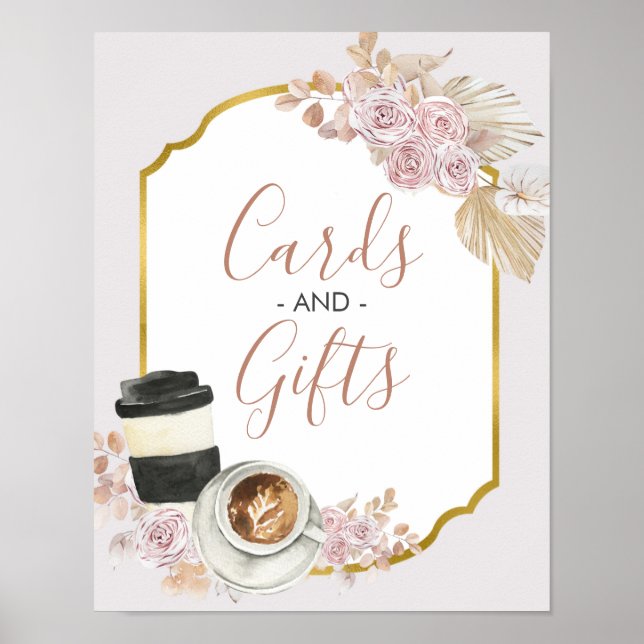 Boho Love is Sweet Bridal Shower Cards & Gifts Pos Poster (Front)
