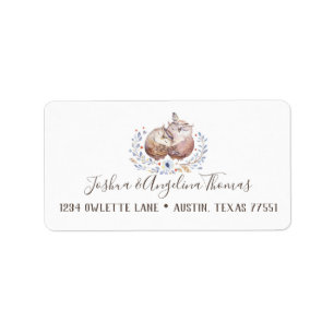 Boho Love Owls Wedding Address Labels
