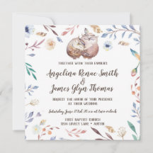 Boho Love Owls Wedding Invitation Floral