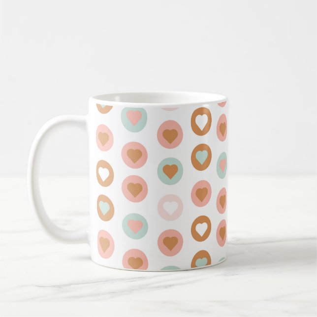 Boho Loving Hearts Love Valentines Colorful Coffee Mug (Left)