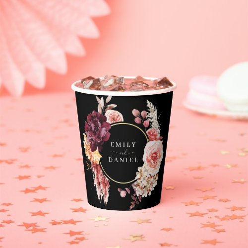 Boho Lush Pampas Grass Wedding Bridal Shower Paper Cups