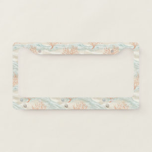 Boho Luxe Watercolor Coastal Coral Pattern (3) License Plate Frame
