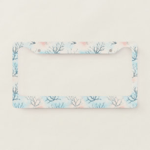 Boho Luxe Watercolor Coastal Coral Pattern License Plate Frame