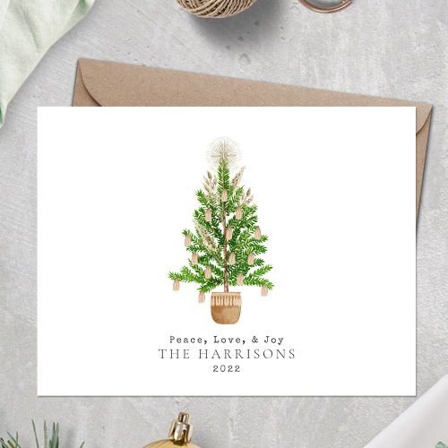 Boho Macrame Christmas Tree Holiday Postcard