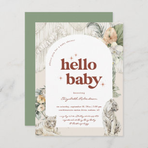Boho Macrame Tiger Greenery Baby Shower Enclosure Card