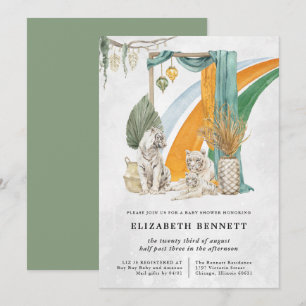Boho Macrame Tiger Greenery Baby Shower Invitation