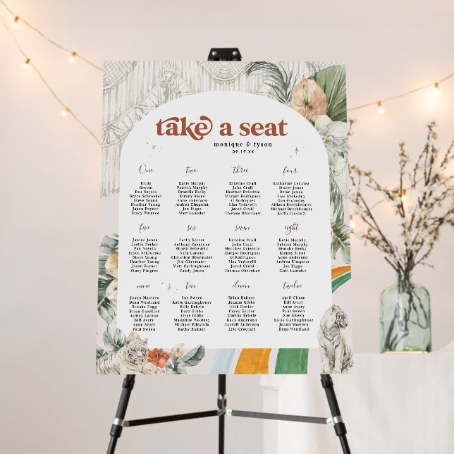 Boho Macrame Tiger | Wedding Table Seating Foam Board (In Situ (Stand))