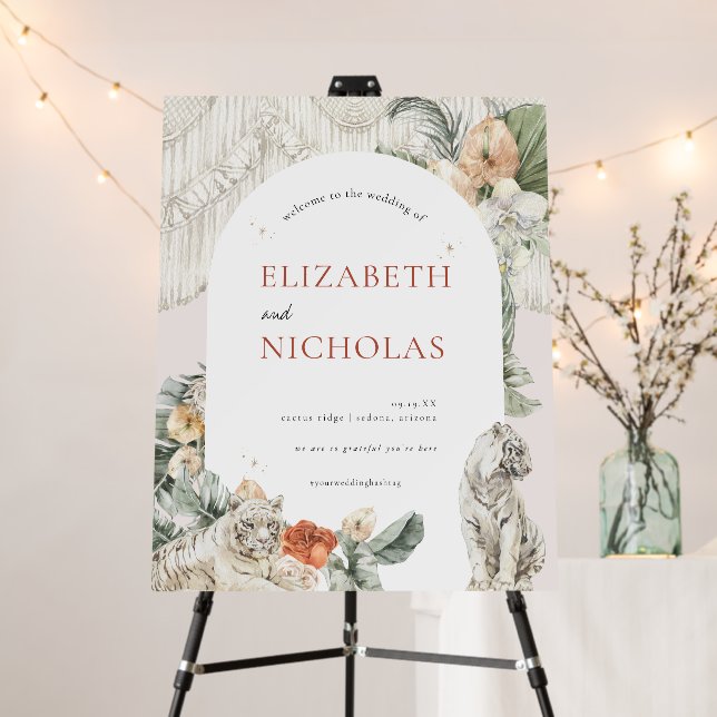 Boho Macrame Tiger | Wedding Welcome Sign (In Situ (Stand))