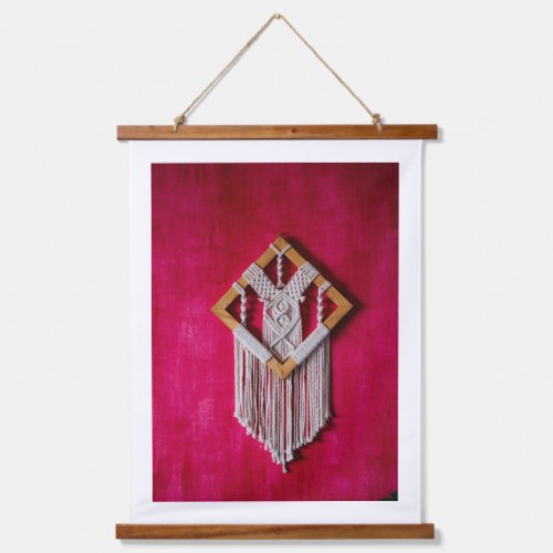 Boho Macrame Wall Hanging Textile Art Pink Geometr Tapestry