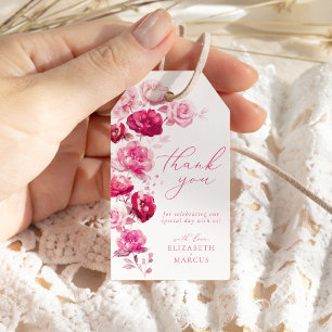 Boho Magenta Hot Pink Floral Elegant Wedding Favor Gift Tags