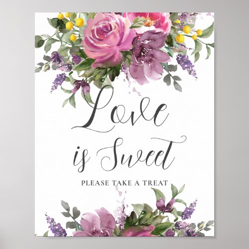 Boho Magenta Pink Purple Floral Wedding Love Treat Poster