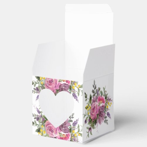 Boho Magenta Purple Pink Mauve Floral Wedding Favor Boxes