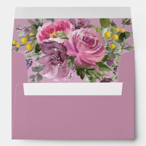 Boho Magenta Purple Pink Yellow Floral Envelope