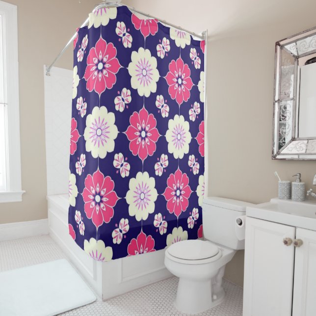 Boho Magenta Shower Curtain (In Situ)