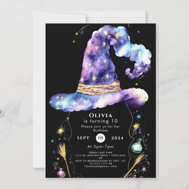 Boho Magic Editable Wizard Birthday Invitation (Front)