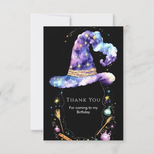 Boho Magic Editable Wizard Birthday Thank You Card