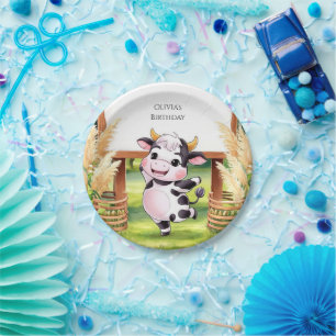 Boho Magical Cow Birthday Paper Plates