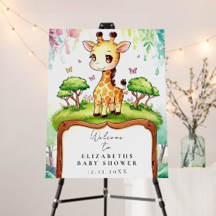 Boho Magical Giraffe Baby Shower Welcome Sign