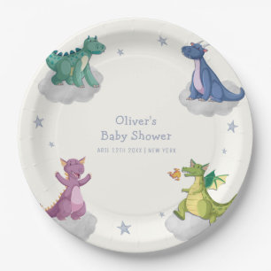 Boho Magical Little Stars Dragon Baby Shower Paper Plates