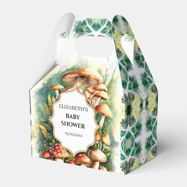 Boho Magical Mushroom Baby Shower Favor Boxes (Front Side)