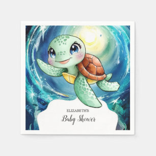 Boho Magical Ocean Turtle Baby Shower Napkins