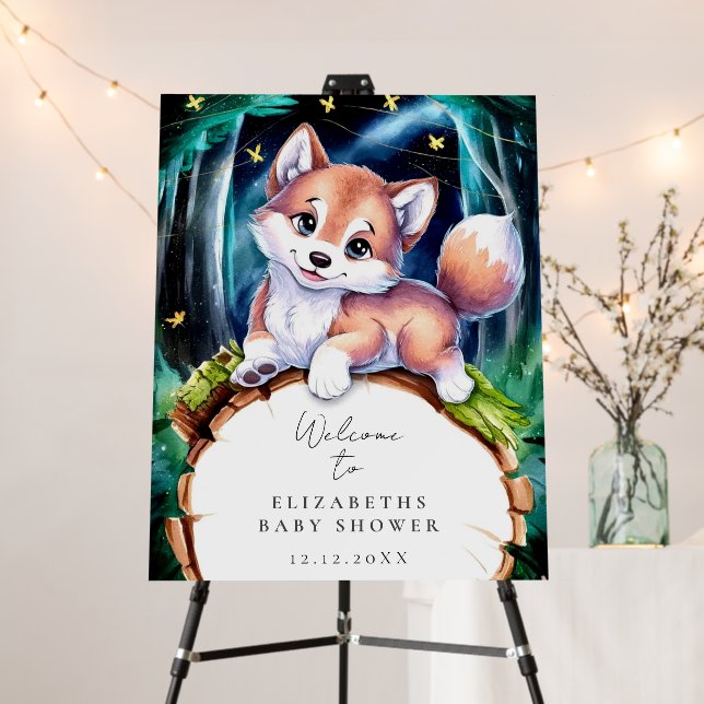Boho Magical Wolf Baby Shower Welcome Sign (In Situ (Stand))