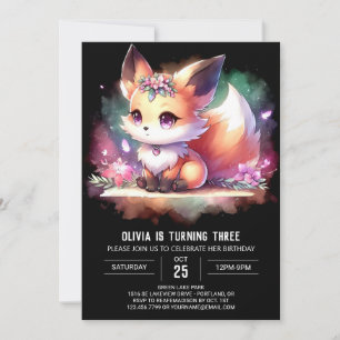 Boho Majestic Fox Birthday digital Invitation