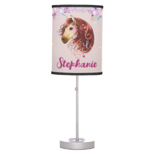 Boho Majestic Horse Shades of Pink and Purple Table Lamp