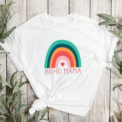 Boho Mama Rainbow Modern Bright Colors Trendy  T_Shirt