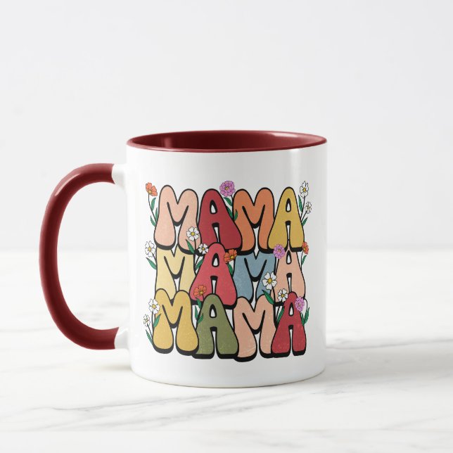 Boho "Mama" Stacked Typography Mug (Left)