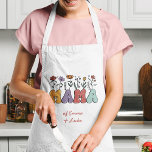 Boho Mama Text with Flowers and Kid Names Adult Apron<br><div class="desc">Perfect for the special mom in your life,  this boho-style kitchen apron has the colorful text Mama and pretty flowers growing on top. Add personalized text like kid names,  or delete,  per your preference. This apron makes a great custom Mother's Day,  birthday,  Christmas,  or other holiday gift.</div>